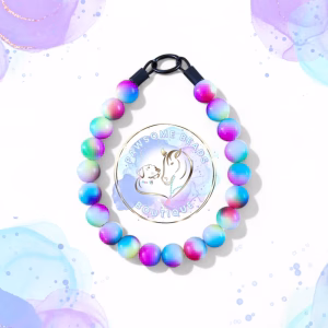 Slip on dog collar made from 20mm gumball shaped acrylic beads in ombre effect light pastel colours