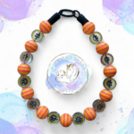 Beaded Dog Collar made from 20mm acrylic stiped and smiley face beads