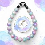 Beaded slip on dog collar made from 20mm round acrylic beads in ombre style