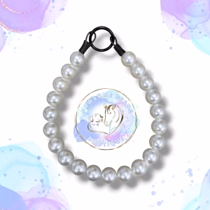 Beaded slip on dog collar made from 20mm round white pearl acrylic beads