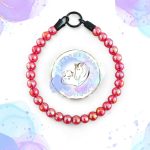 Beaded Dog Collar made from 15mm acrylic beads in red crackle style