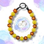 Beaded slip on dog collar made from 20mm round acrylic beads in oranage and yellow colours