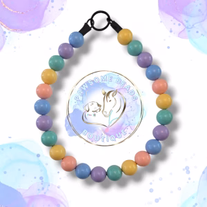 Beaded slip on dog collar made from 20mm round acrylic beads in pastel colours