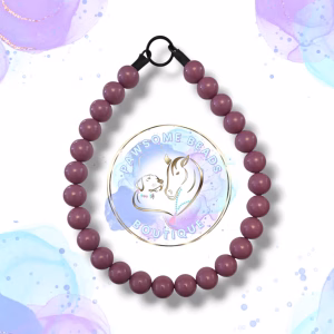 Beaded slip on dog collar made from 20mm round acrylic beads in mauve colour