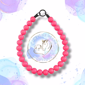 Beaded slip on dog collar made from 20mm round acrylic beads in hot pink colour