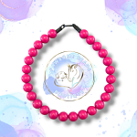 Beaded slip on dog collar made from 20mm round acrylic beads in pink colour