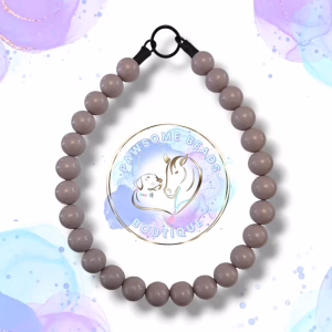 Beaded slip on dog collar made from 20mm round acrylic beads in light heather colour