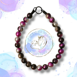 Beaded slip on dog collar made from 20mm round acrylic beads in ombre purple colours
