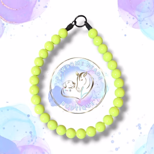 Beaded slip on dog collar made from 20mm round acrylic beads in yellow colour