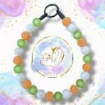 Frosted green, sparkley orange and matte white beaded dog collar