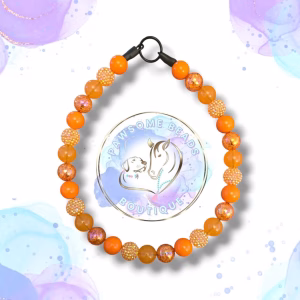 Beaded slip on dog collar made from 20mm round acrylic beads in orange colour