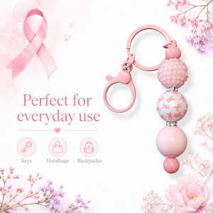 Breast Cancer Beaded Key Ring