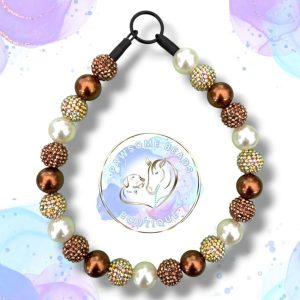 Bronze and Champaign christmas beaded dog collar from Pawsome Beads Boutique.