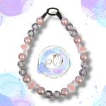 Custom made beaded dog collar made from 20mm acrylic beads and features a swan silicone bead