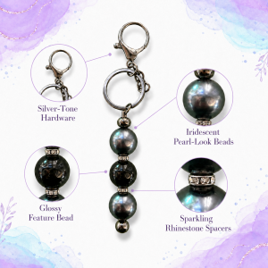 Black Beaded Key Ring product description