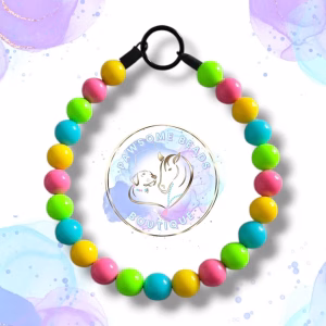 Beaded dog collar from Pawsome Beads Boutique made from 20mm acylic beads in a range of colours