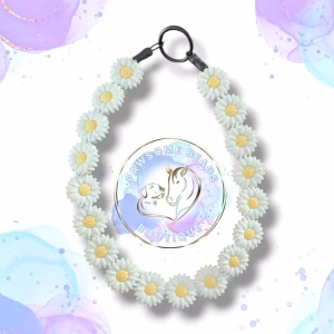 Daisy beaded dog collar made from white daisy shaped 30mm silicone beads from Pawsome Beads Boutique