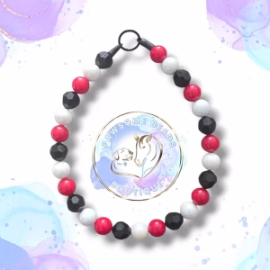 Superhero dog collar from Pawsome Beads Boutique in a Deadpool style