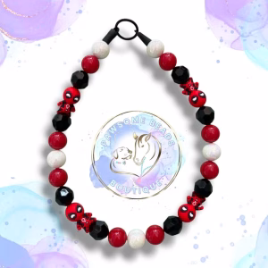 Superhero dog collar from Pawsome Beads Boutique in a Deadpool style