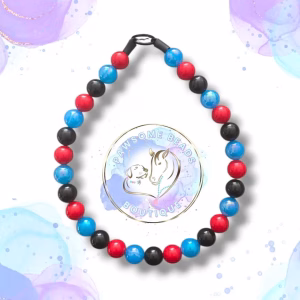 Superhero dog collar from Pawsome Beads Boutique in a Spider-Man style