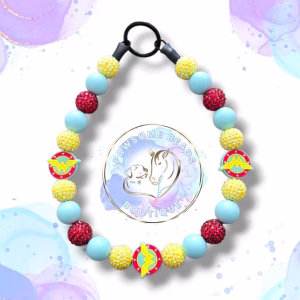 Superhero dog collar from Pawsome Beads Boutique in a Wonderwoman style