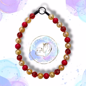 Superhero dog collar from Pawsome Beads Boutique in a Iron Man style