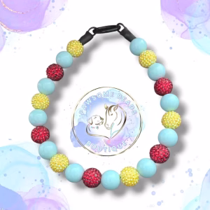 Superhero dog collar from Pawsome Beads Boutique in a Wonderwoman style