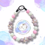 Beaded dog collar from Pawsome Beads Boutique made from 20mm acylic beads in blue and purple colours featuring thumper the rabbit feature beads