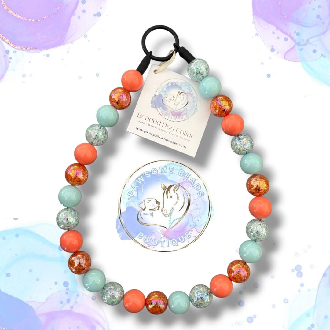 Pre-made slip on dog collar in silver beads from Pawsome Beads Boutique