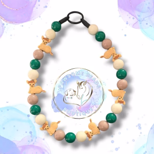 Beaded dog collar from Pawsome Beads Boutique made from 20mm acylic beads and silicone deer feature beads