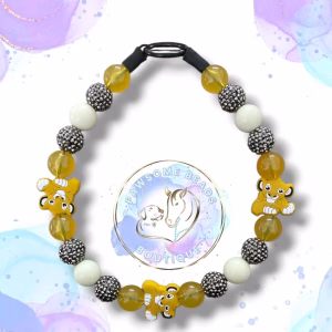 Beaded dog collar from Pawsome Beads Boutique made from 20mm acylic beads and silicone Simba feature beads