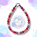 Beaded dog collar from Pawsome Beads Boutique made from 20mm acylic beads and silicone Labubu feature beads