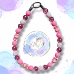 Beaded dog collar from Pawsome Beads Boutique made from 20mm acylic beads and silicone Labubu feature beads
