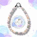 Beaded dog collar from Pawsome Beads Boutique made from 20mm acylic beads and silicone Labubu feature beads
