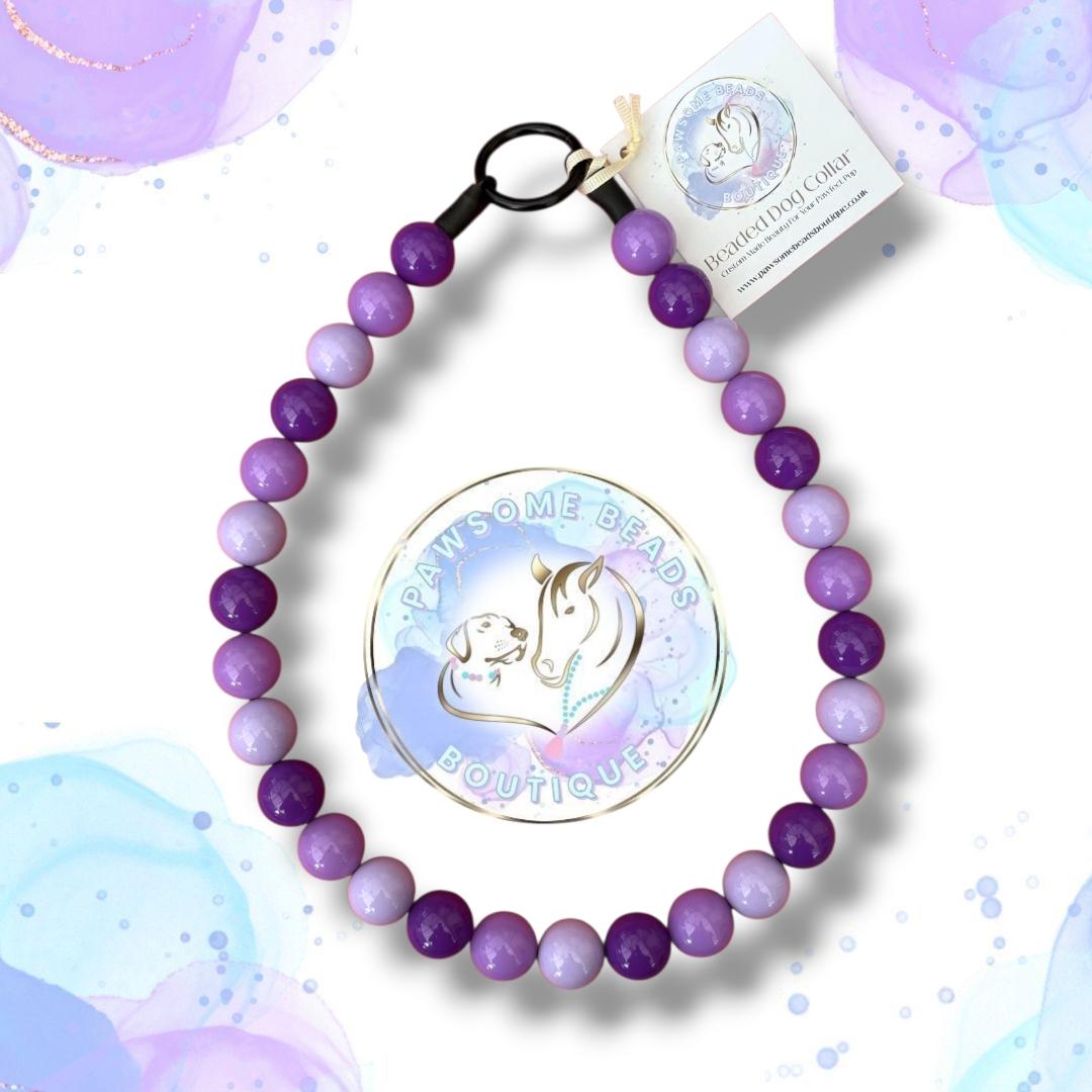 Pre-made slip on dog collar in silver beads from Pawsome Beads Boutique