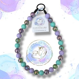 Pre-made slip on dog collar in silver beads from Pawsome Beads Boutique