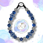 Christmas beaded dog collar from Pawsome Beads Boutique. Features blue snowflake beads