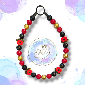 Remembrance Day Poppy beaded dog collar from Pawsome Beads Boutique