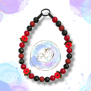 Remembrance Day Poppy beaded dog collar from Pawsome Beads Boutique