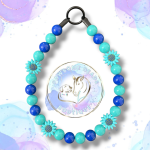 Beaded dog collar from Pawsome Beads Boutique in in blue beads with blue flower feature beads