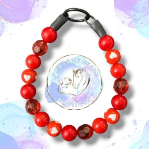 Red beaded dog collar from Pawsome Beads Boutique made with 16mm acrylic beads