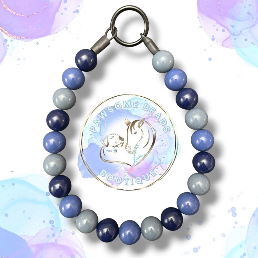 Beaded dog collar from Pawsome Beads Boutique in navy style colours