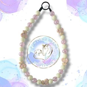 Beaded dog collar from Pawsome Beads Boutique made from 20mm acylic beads in a range of colours and with teddy bear beads