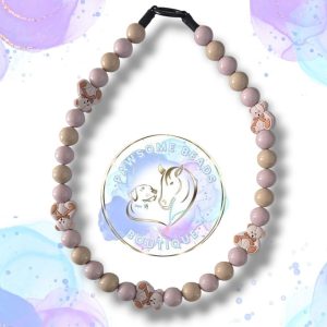 Beaded dog collar from Pawsome Beads Boutique made from 20mm acylic beads in a range of colours and with teddy bear beads