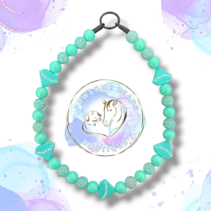 Designer-inspired beaded dog collar on neutral background by Pawsome Beads Boutique