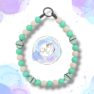Designer-inspired beaded dog collar on neutral background by Pawsome Beads Boutique