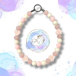 Designer-inspired beaded dog collar on neutral background by Pawsome Beads Boutique