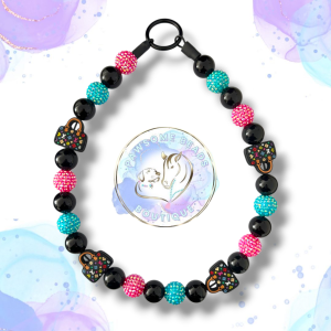 Designer-inspired beaded dog collar on neutral background by Pawsome Beads Boutique