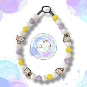 Designer-inspired beaded dog collar on neutral background by Pawsome Beads Boutique