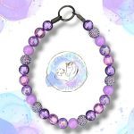 Beaded dog dog from Pawsome Beads Boutique made with round acrylic beads in bluebell colours